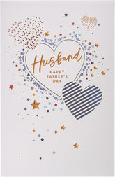UK Greetings Father's Day card for husband featuring a love heart design, showcasing a heartfelt greeting card for special occasions.