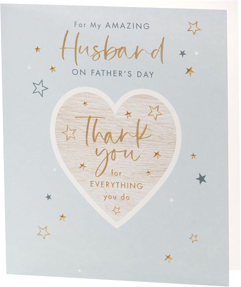 UK Greetings Father's Day card for husband featuring a thank you design, showcasing a heartfelt greeting card for special occasions.