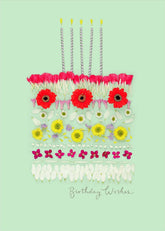 UK Greetings floral cake design birthday wishes card featuring meadow flowers and colorful birthday greeting artwork.