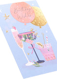 UK Greetings floral cocktail design birthday card featuring colorful floral patterns on the front, perfect for celebrating birthdays.