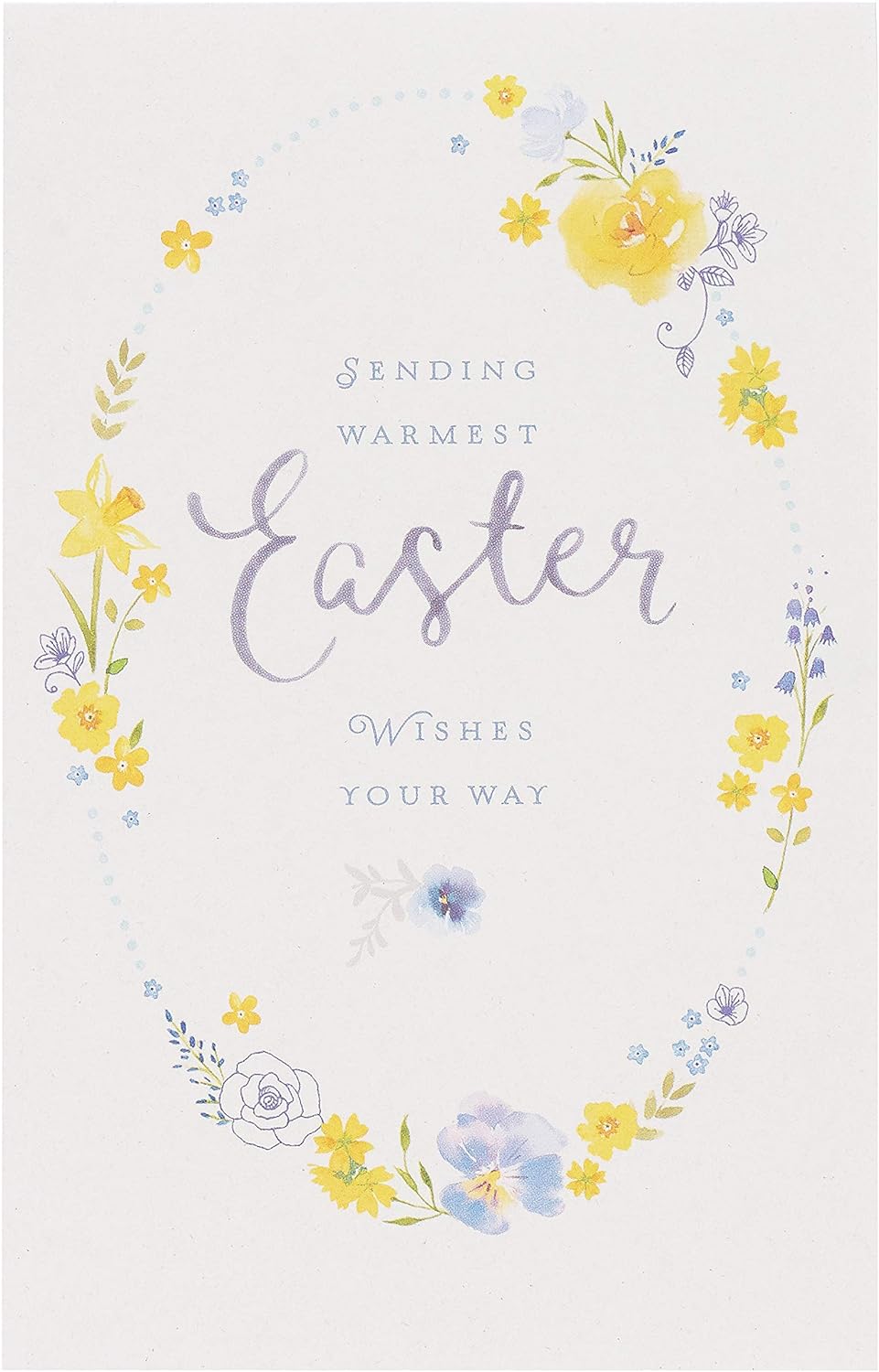 Set of five UK Greetings floral design traditional Easter greeting cards with colorful spring floral illustrations.
