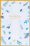 UK Greetings flower design confirmation card for grandson, featuring colorful floral artwork and a heartfelt message.