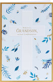 UK Greetings flower design confirmation card for grandson, featuring colorful floral artwork on a greeting card.