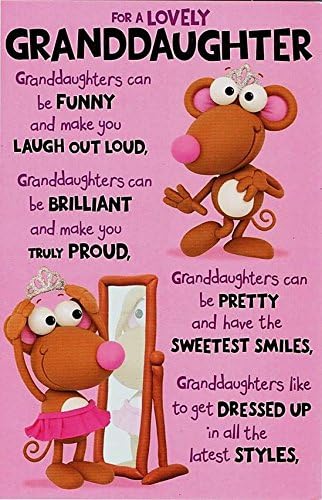UK Greetings humorous birthday card for a lovely granddaughter, featuring playful design and heartfelt message.