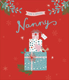 UK Greetings Christmas greeting card for a special nanny with love, featuring festive holiday design and heartfelt message.