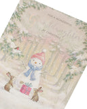 UK Greetings Christmas card featuring a snowman design and heartfelt message for a wonderful granddaughter.