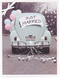UK Greetings wedding greeting card for couples, featuring contemporary photographic design celebrating a just married occasion.