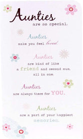 UK Greetings birthday card for auntie with nice words, featuring colorful design and heartfelt message inside.