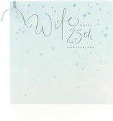 UK Greetings anniversary greeting card for wife with sparkling hearts and stars design, celebrating 25th anniversary.