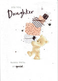 Luxury UK Greetings birthday card for daughter with jeweled design and Nutmeg color, featuring elegant floral and message details.