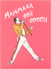 UK Greetings Freddie Mercury Mother’s Day card with colorful design and musical theme, perfect for celebrating moms.