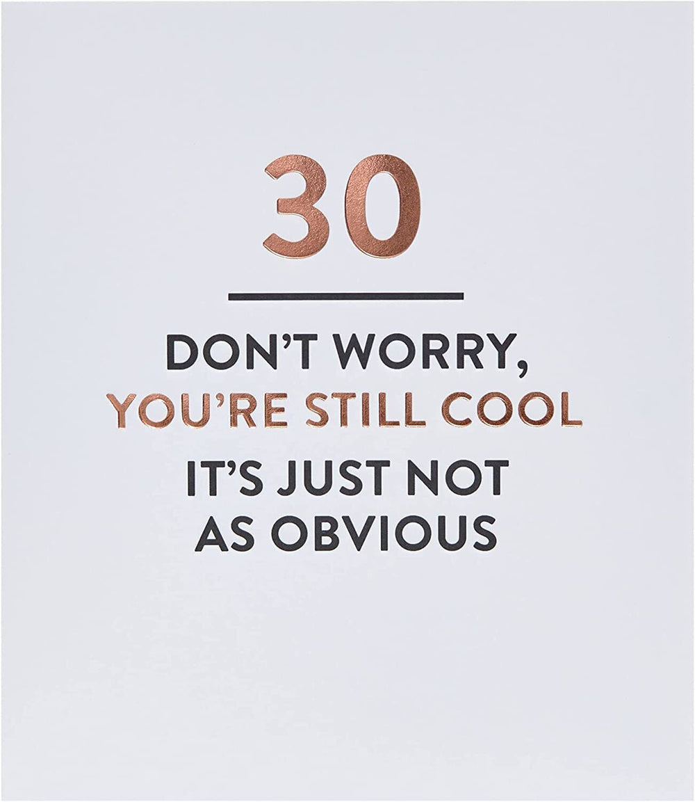 Funny 30th birthday greeting card by UK Greetings featuring humorous design and colorful illustrations.
