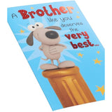 UK Greetings Funny Brother Birthday Greeting Card featuring humorous design and colorful illustrations.
