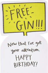 UK Greetings Funny Gin Birthday Card featuring humorous design, perfect for celebrating birthdays with a playful touch.
