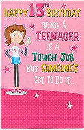 UK Greetings funny lazy teen 13th birthday greeting card featuring humorous design for teens' special celebration
