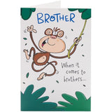 Funny pop-up brother birthday card by UK Greetings featuring a playful monkey snot design