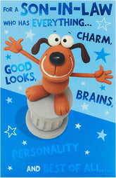 Funny Son-in-Law birthday card from UK Greetings featuring humorous design and cheerful message for celebrating his special day.