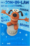Funny Son-in-Law birthday card from UK Greetings featuring humorous design and cheerful message for celebrating his special day.
