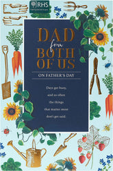 UK Greetings Father's Day gardening-themed greeting card for Dad, featuring floral and gardening imagery.
