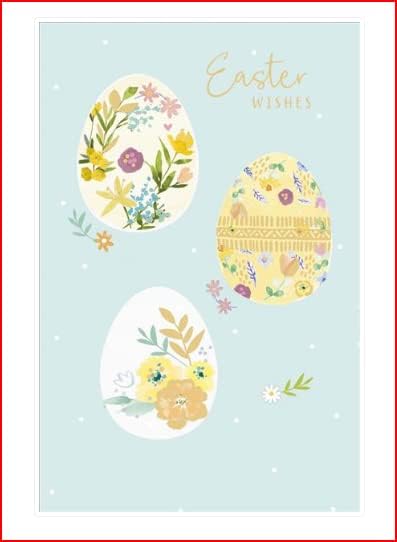 UK Greetings Easter card featuring colorful Easter eggs and cheerful Easter wishes, perfect for celebrating the holiday.