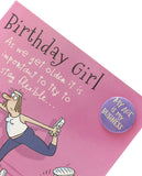 UK Greetings Giggles Yoga Humour Birthday Card featuring a playful yoga-themed design and humorous birthday message.