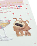 UK Greetings Gold Foil Finishes Boofle Daughter and Son-in-Law Anniversary Card showing festive design and elegant foil accents