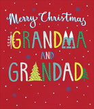 UK Greetings Grandma & Grandad Christmas Card showing festive holiday design with cheerful holiday message for grandparents