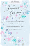 UK Greetings Christmas greeting card featuring a festive design with "Someone Special" by Helen Steiner Rice, traditional holiday style.