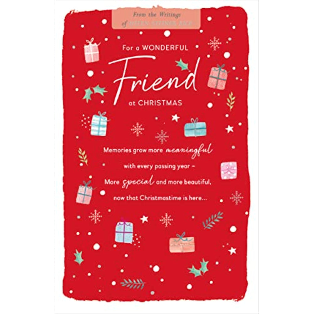 UK Greetings Christmas greeting card featuring a heartfelt message for a wonderful friend, with festive holiday design and traditional style.