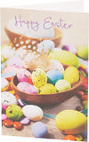 UK Greetings Happy Easter greeting cards, set of 5 with colorful Easter egg designs for him or her, perfect for sending holiday wishes.