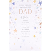 UK Greetings Heartfelt Design Dad Birthday Card showing a colorful, heartfelt greeting card with a cheerful message for dad.