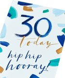 UK Greetings Hip Hip Hooray 30th Birthday Card featuring colorful celebratory design and cheerful lettering.