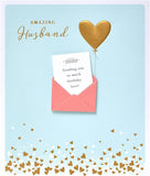 UK Greetings husband birthday card with envelope featuring a 3D effect design, perfect for celebrating special occasions.