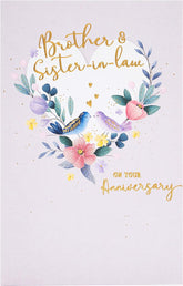 UK Greetings wedding anniversary greeting card for brother and sister-in-law, featuring integrated design and celebratory message.