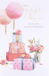 UK Greetings birthday card for mum, featuring festive design and cheerful message, ideal for celebrating her 55th birthday.