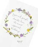 UK Greetings floral birthday card from the Into the Meadow Range featuring colorful meadow flowers on a greeting card.