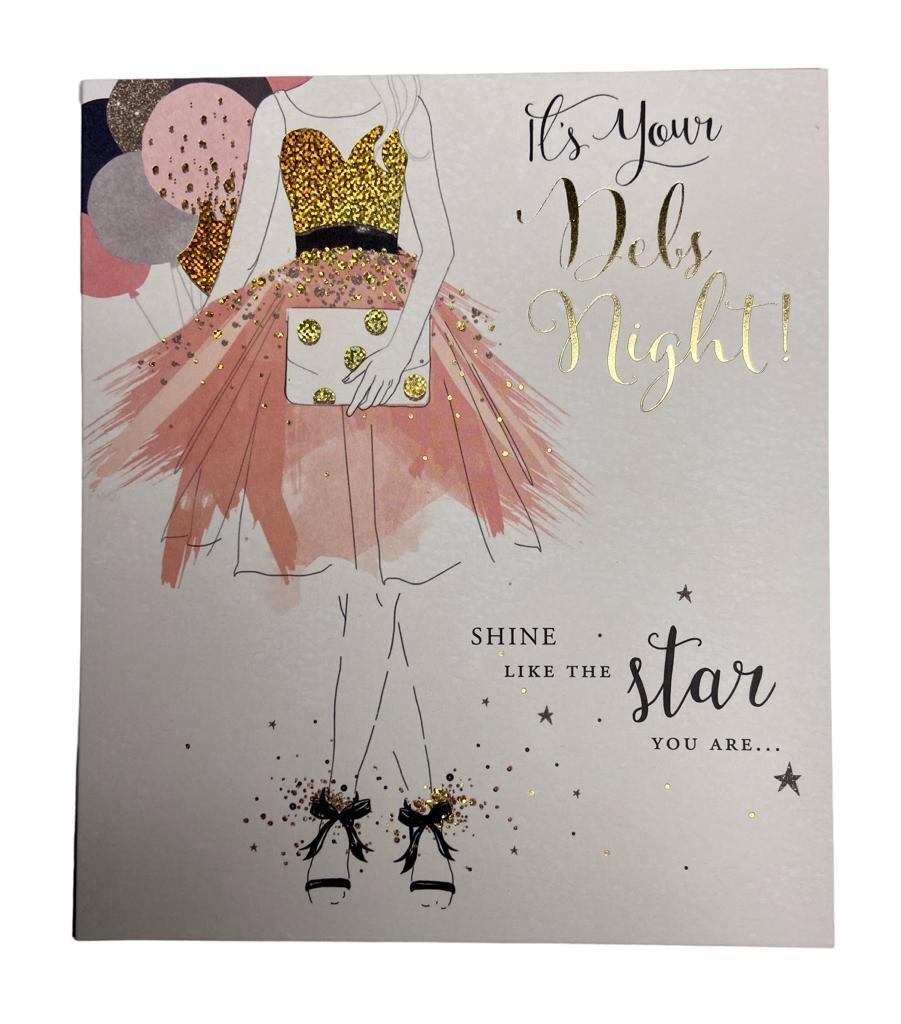 UK Greetings It's Your Debs Night greeting card showing elegant design and festive lettering for special occasion celebrations.