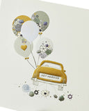 UK Greetings wedding congratulations card featuring a just married car design, perfect for celebrating newlyweds.
