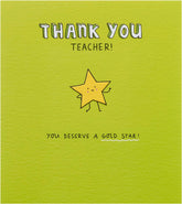 UK Greetings Kindred thank you teacher card featuring a gold star design, perfect for expressing gratitude to educators.
