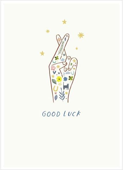 UK Greetings Kindred Good Luck Fingers Crossed greeting card with uplifting design and heartfelt message.