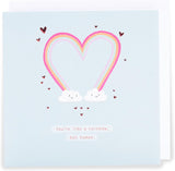UK Greetings Kindred Valentine's Card featuring colorful rainbow-like design and heartfelt message, perfect for expressing love.