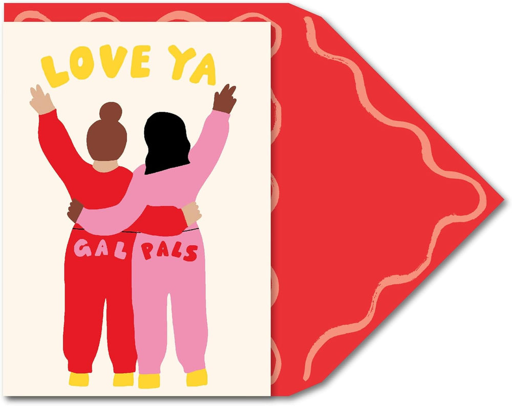 UK Greetings Love Ya Gal Pals Valentines Card, a colorful greeting card featuring fun love-themed design for friends.