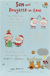 UK Greetings Christmas card featuring holly with berries, designed for son and daughter-in-law, in a festive greeting card style.
