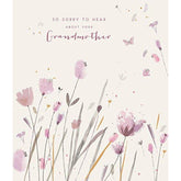 UK Greetings floral watercolour sympathy card for loss of grandma, featuring a delicate floral design on a greeting card.