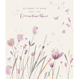 UK Greetings floral watercolour sympathy card for loss of grandma, featuring a delicate floral design on a greeting card.
