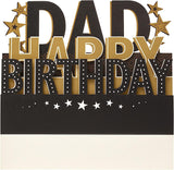 UK Greetings Dad birthday card with lovely design and 3D pop-up lettering, featuring a cheerful and festive greeting.