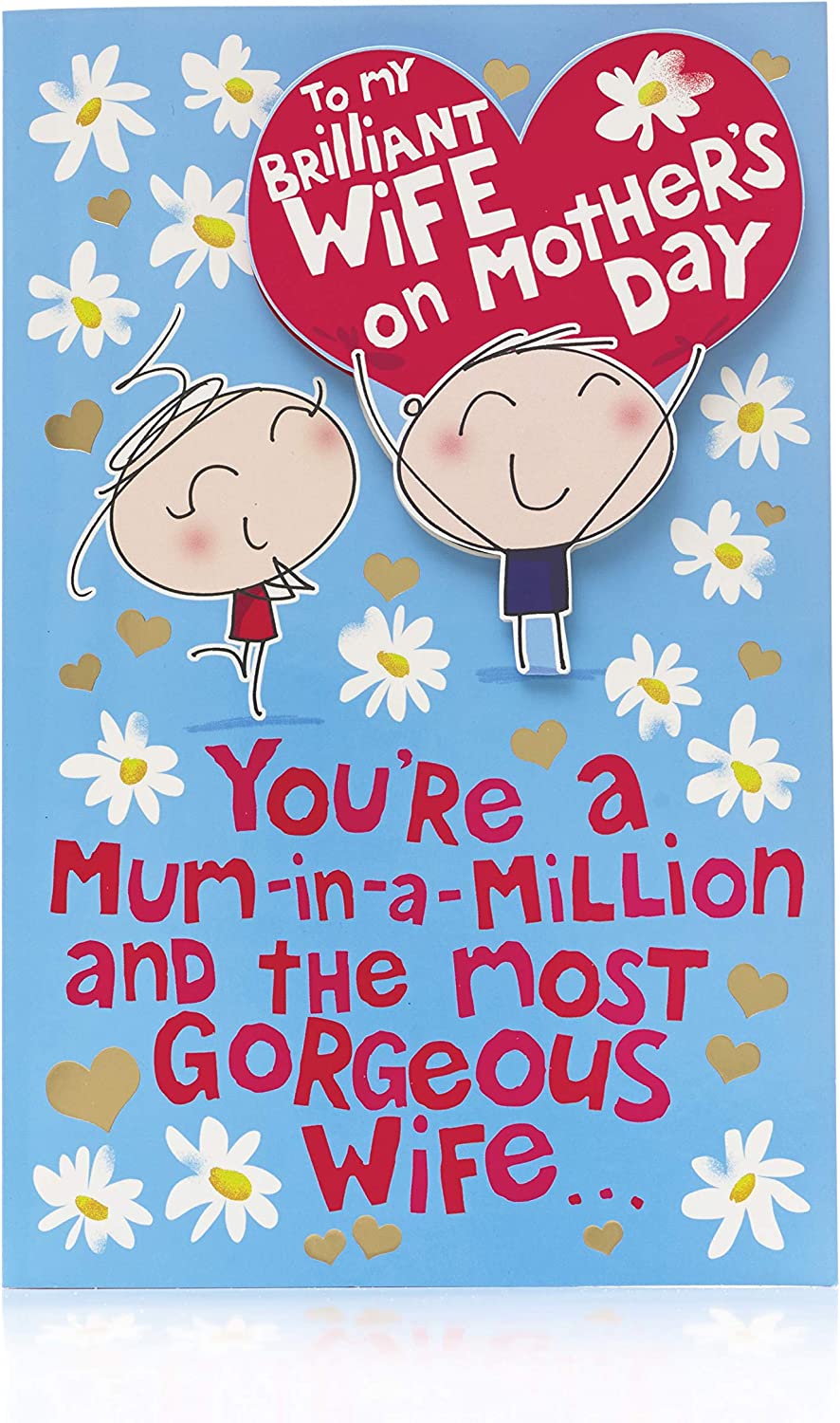 UK Greetings Mother's Day card for wife featuring a lovely verse, with floral design and heartfelt message.