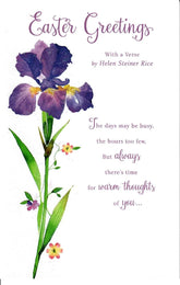UK Greetings Easter card with glitter finish featuring a lovely verse design, perfect for celebrating the holiday.