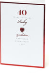 UK Greetings luxury 40th anniversary greeting card with a ruby design celebrating 40 years together.