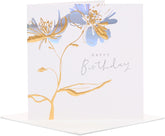 Elegant UK Greetings Luxury Foil Flower Birthday Card from the Camden Collection, featuring a shiny floral design.